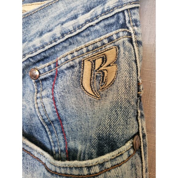 Ruff Ryders Jeans Mens Blue Denim Full Embroidered Logo Pocket Size 34x30 - Picture 6 of 13